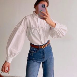 Zara poplin button-up shirt Large